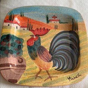 Hand painted Italian Rooster Platter